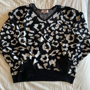 Philosophy Black and White Patterned V-Neck Sweater